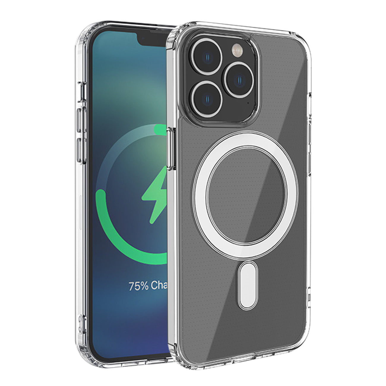 Magnetic Wireless Charging TPU Bumper Case For iPhone 12 Pro In Clear