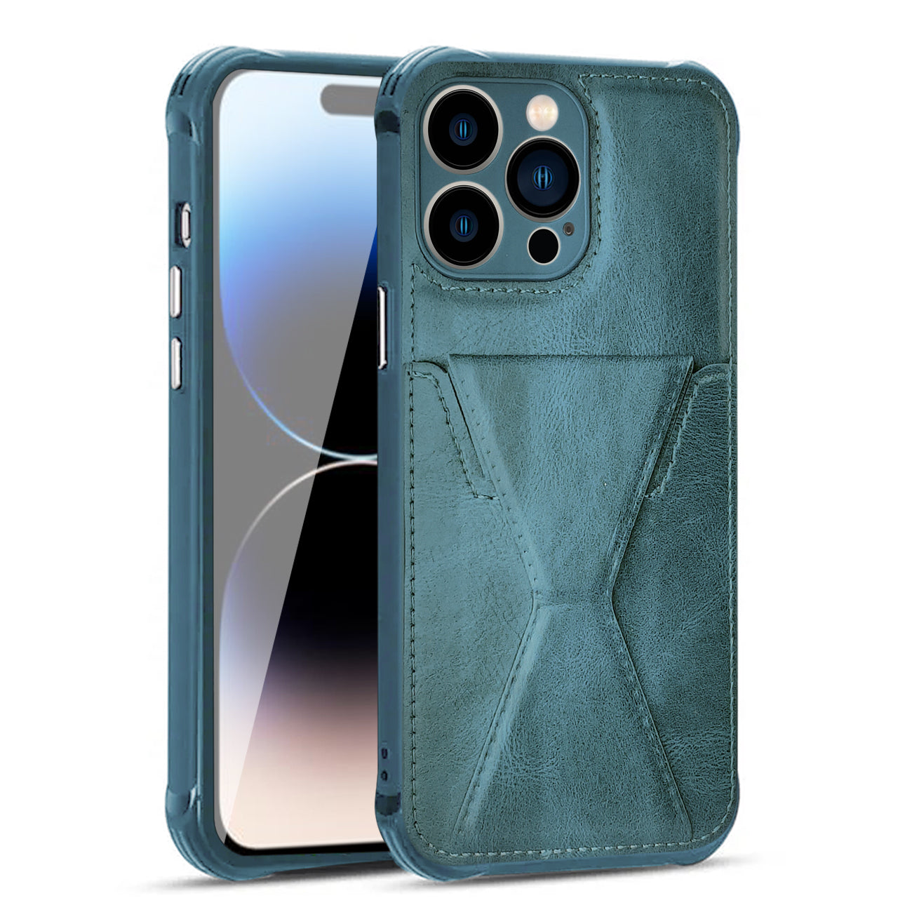 Card holder Leather phone case For Apple iPhone 14 Pro Max (Navy)