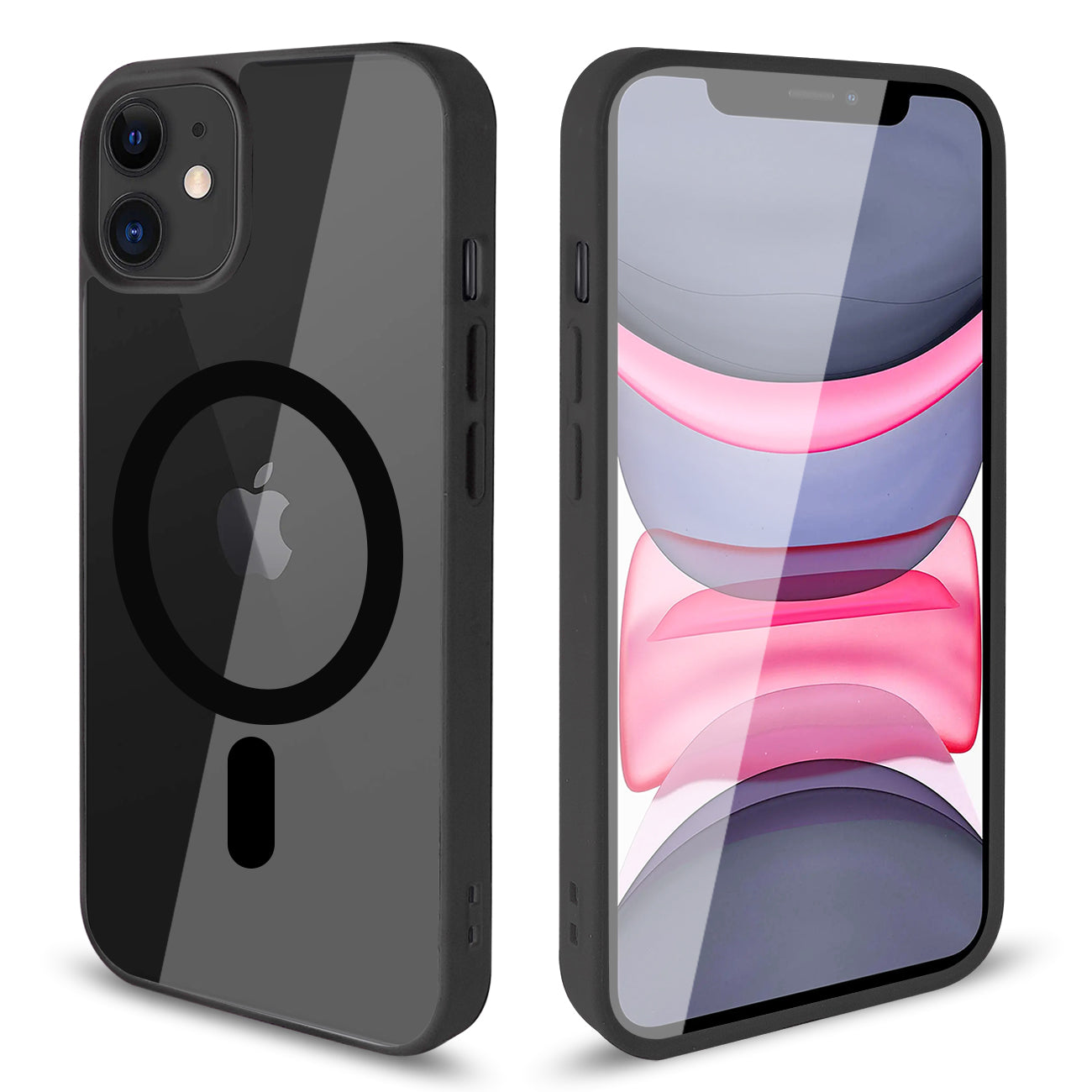 Clear Dual Protection Magnetic Charging Case For iPhone 11 (Black)