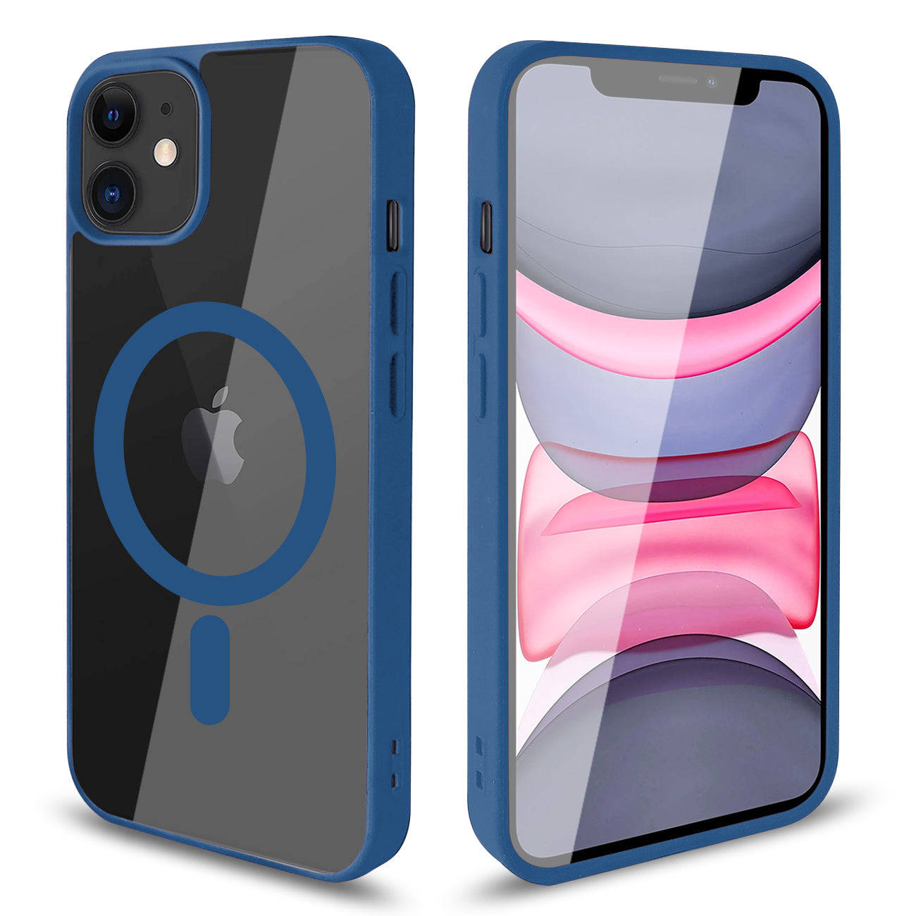 Clear Dual Protection Magnetic Charging Case For iPhone 11 (Blue)