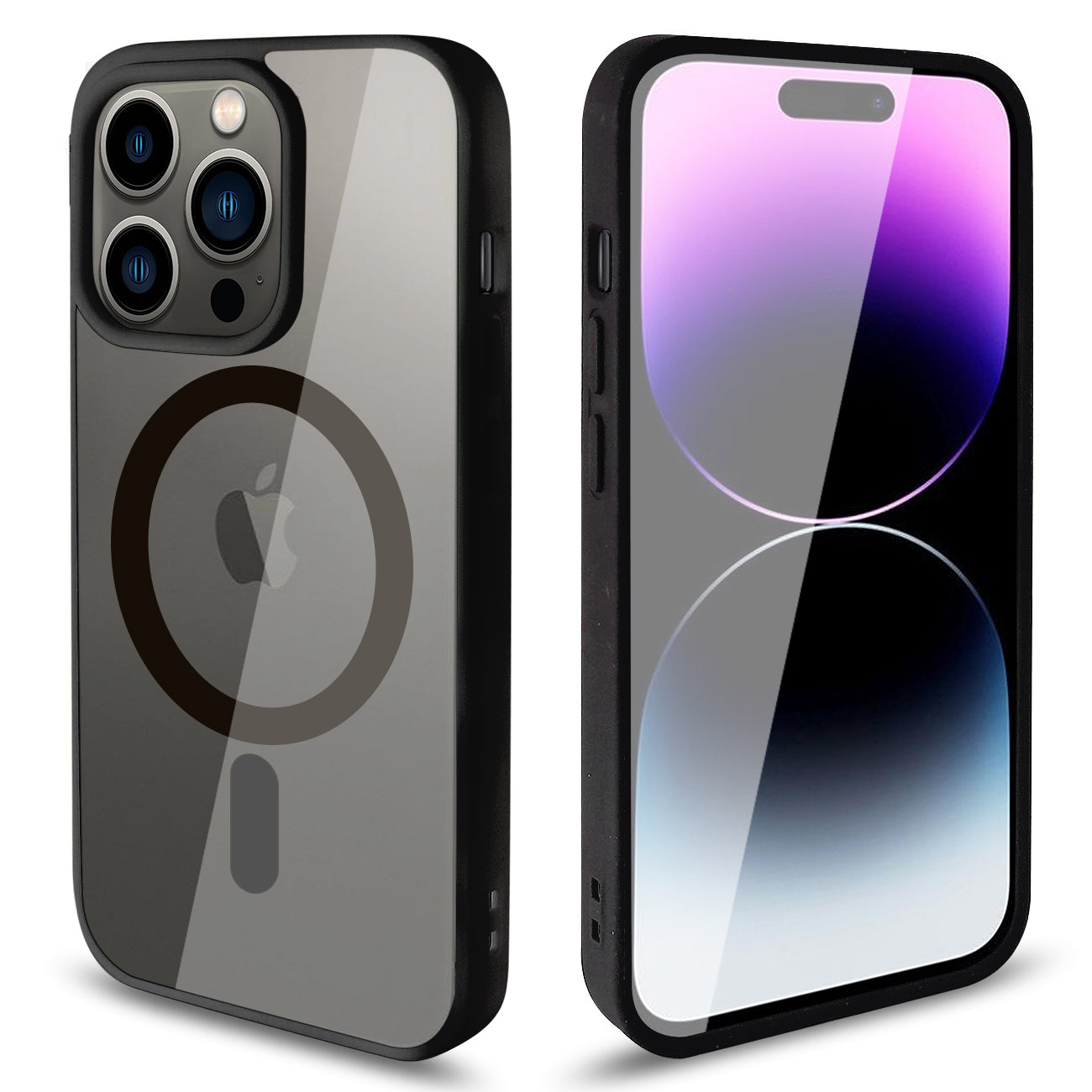 Clear Dual Protection Magnetic Charging Case For iPhone 14 Pro(Black)