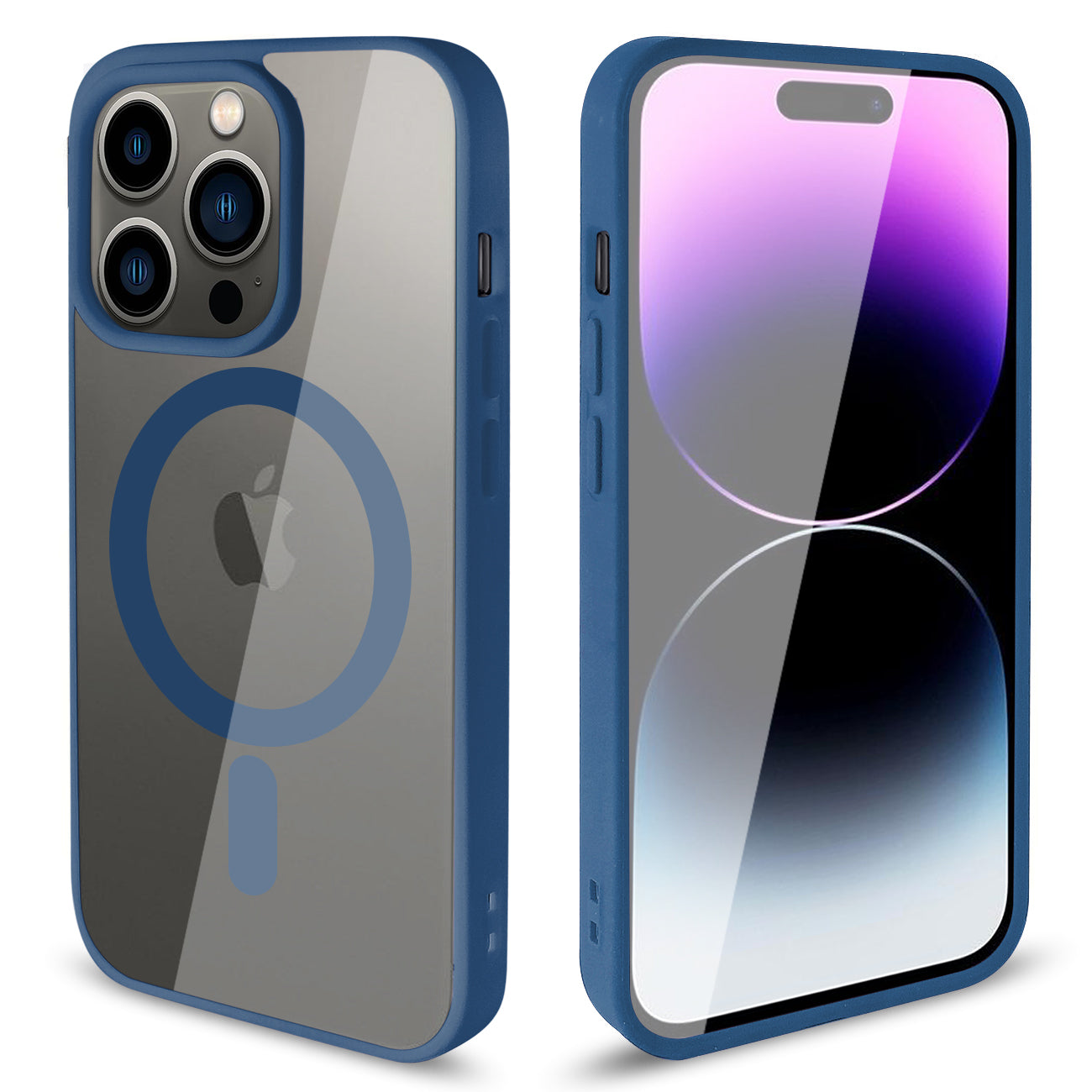 Clear Dual Protection Magnetic Charging Case For iPhone 14 Pro Max (Blue)