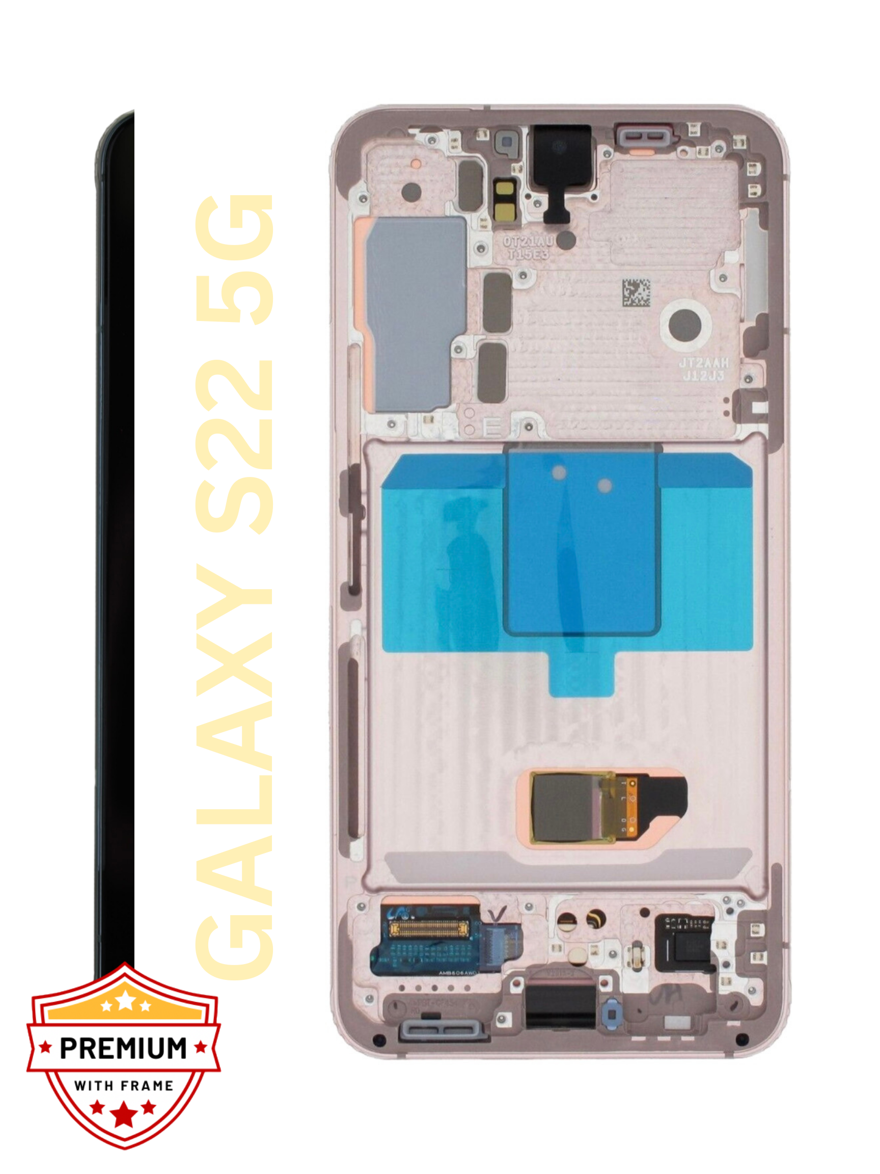 (Refurbished) Samsung Galaxy S22 OLED Display with Frame (Pink Gold)