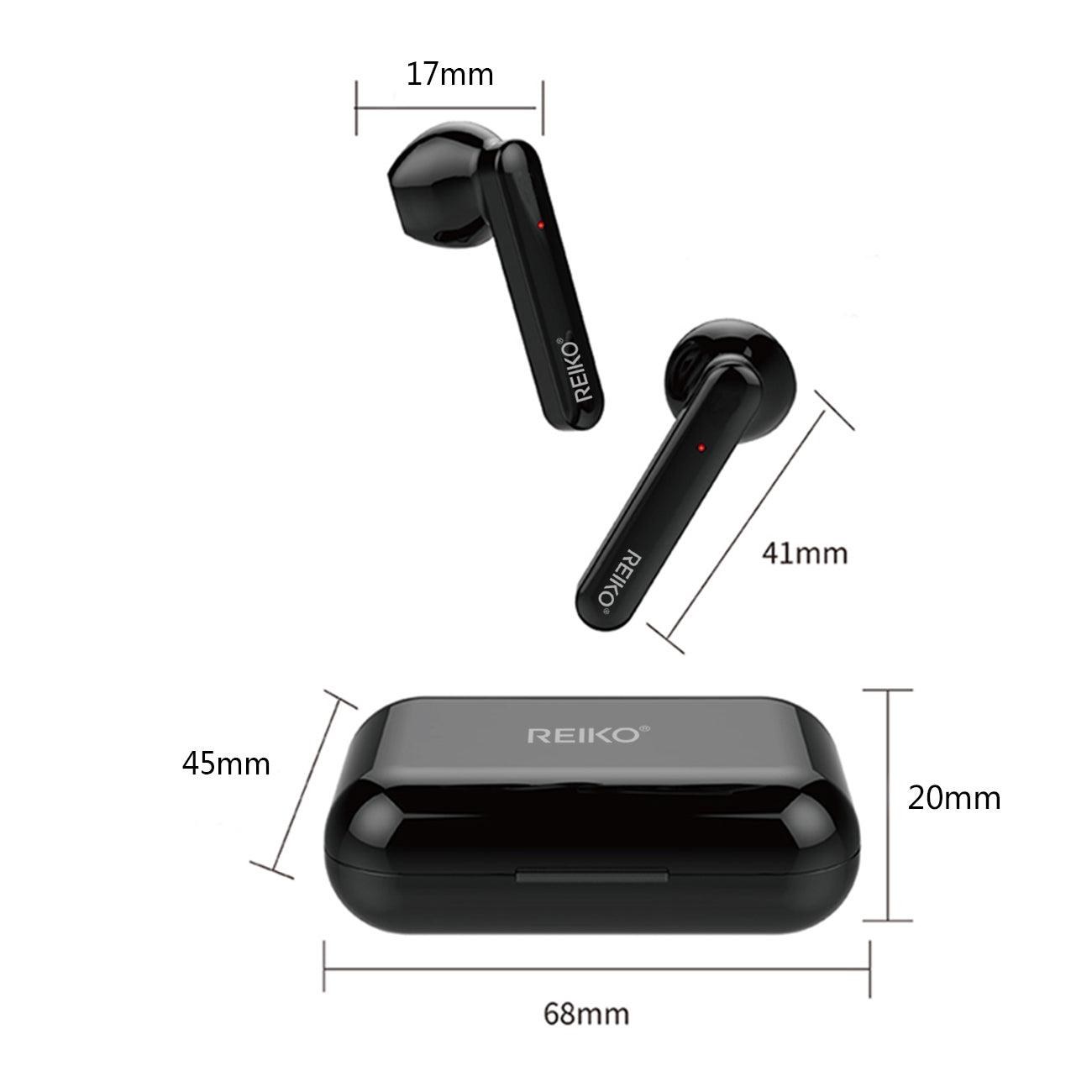 Wireless Earbuds with Charging Case Macaron Finishing In Black