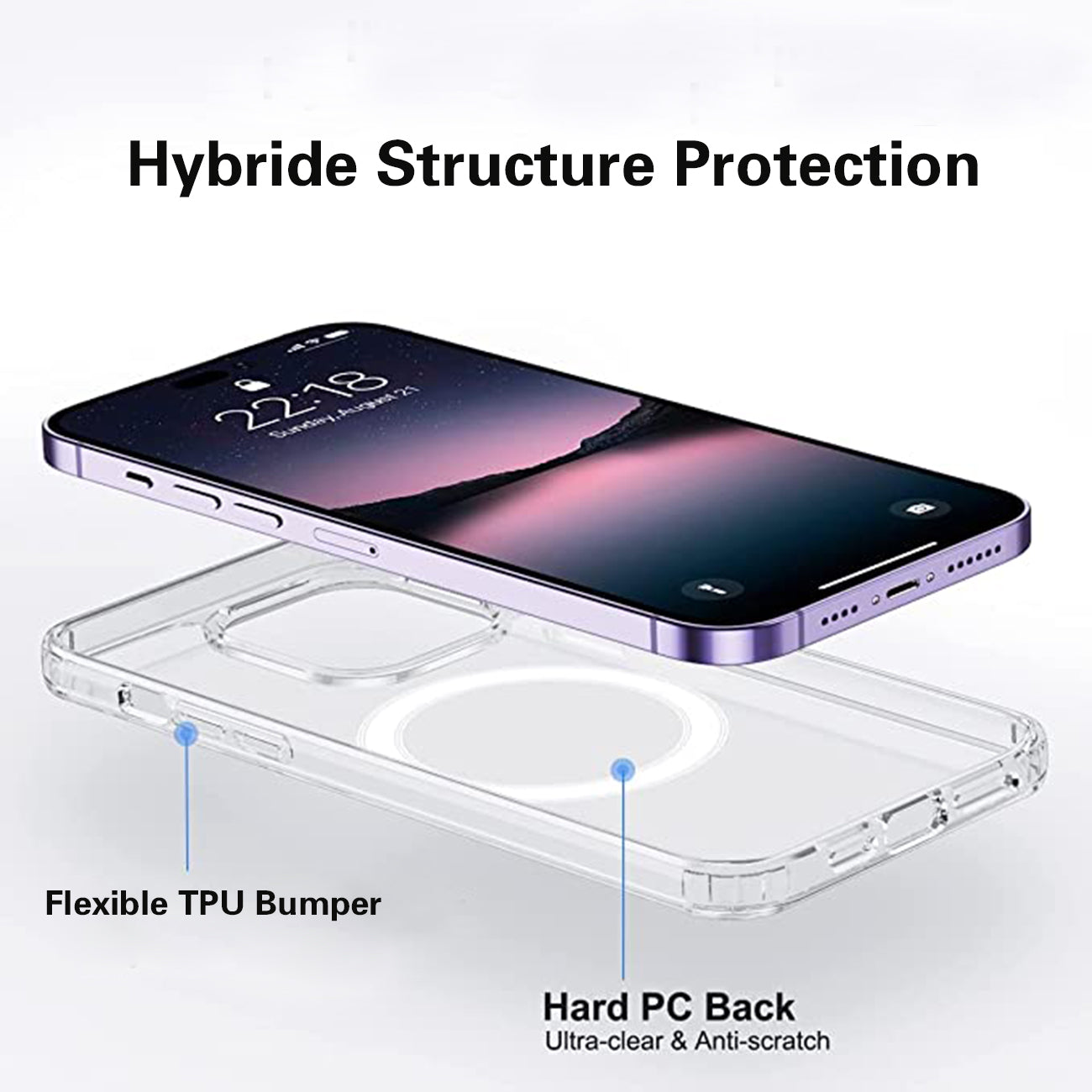 Magnetic Wireless Charging TPU Bumper Case For iPhone 14 Pro