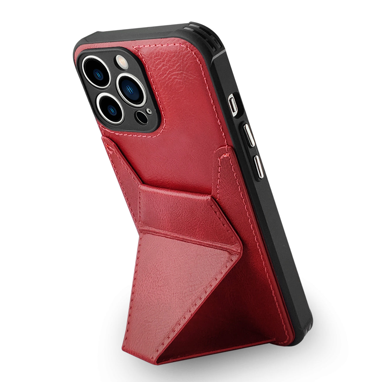 Card holder Leather phone case For Apple iPhone 14 Pro (Red)