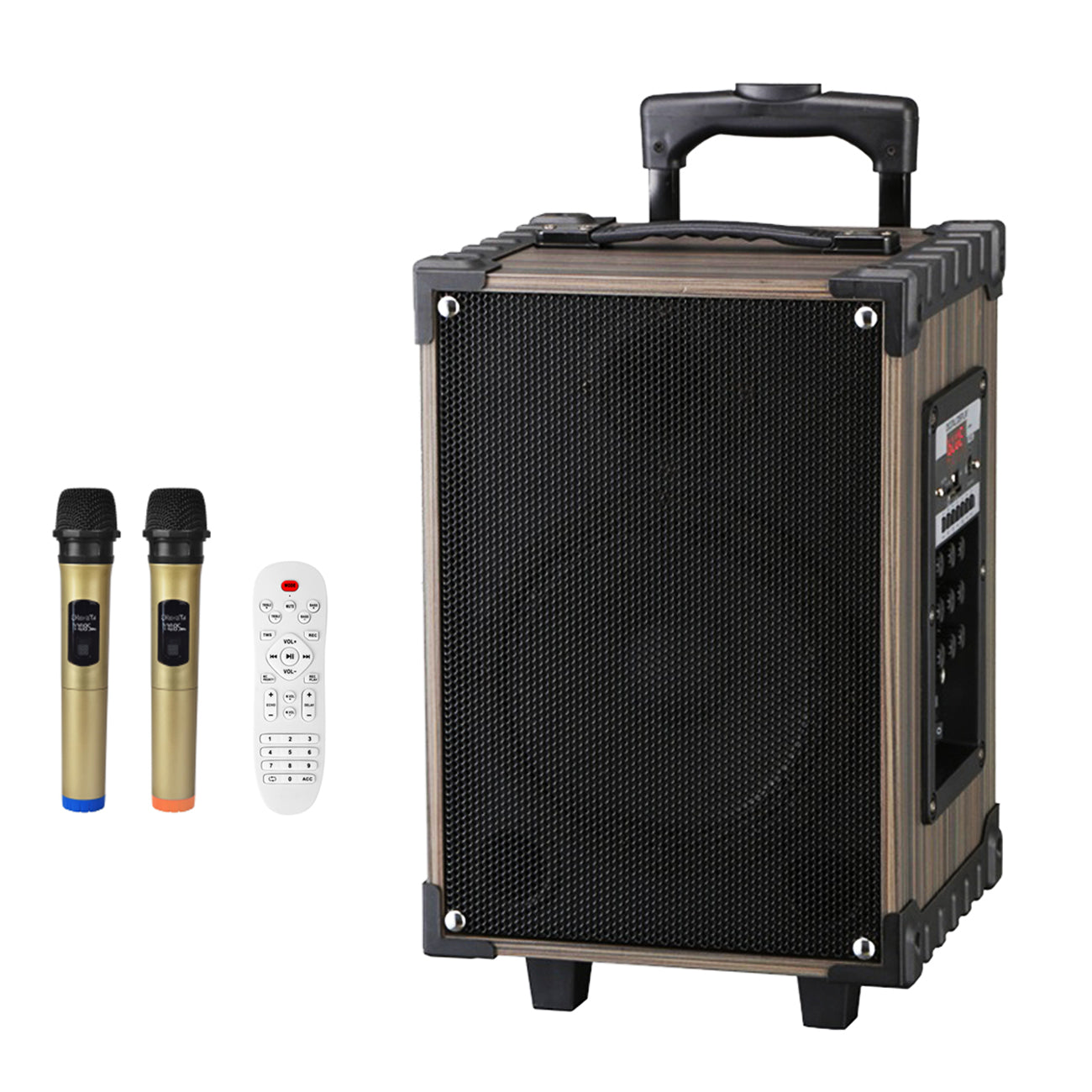 10" Speaker with Adapter charger and two wireless mic and remote