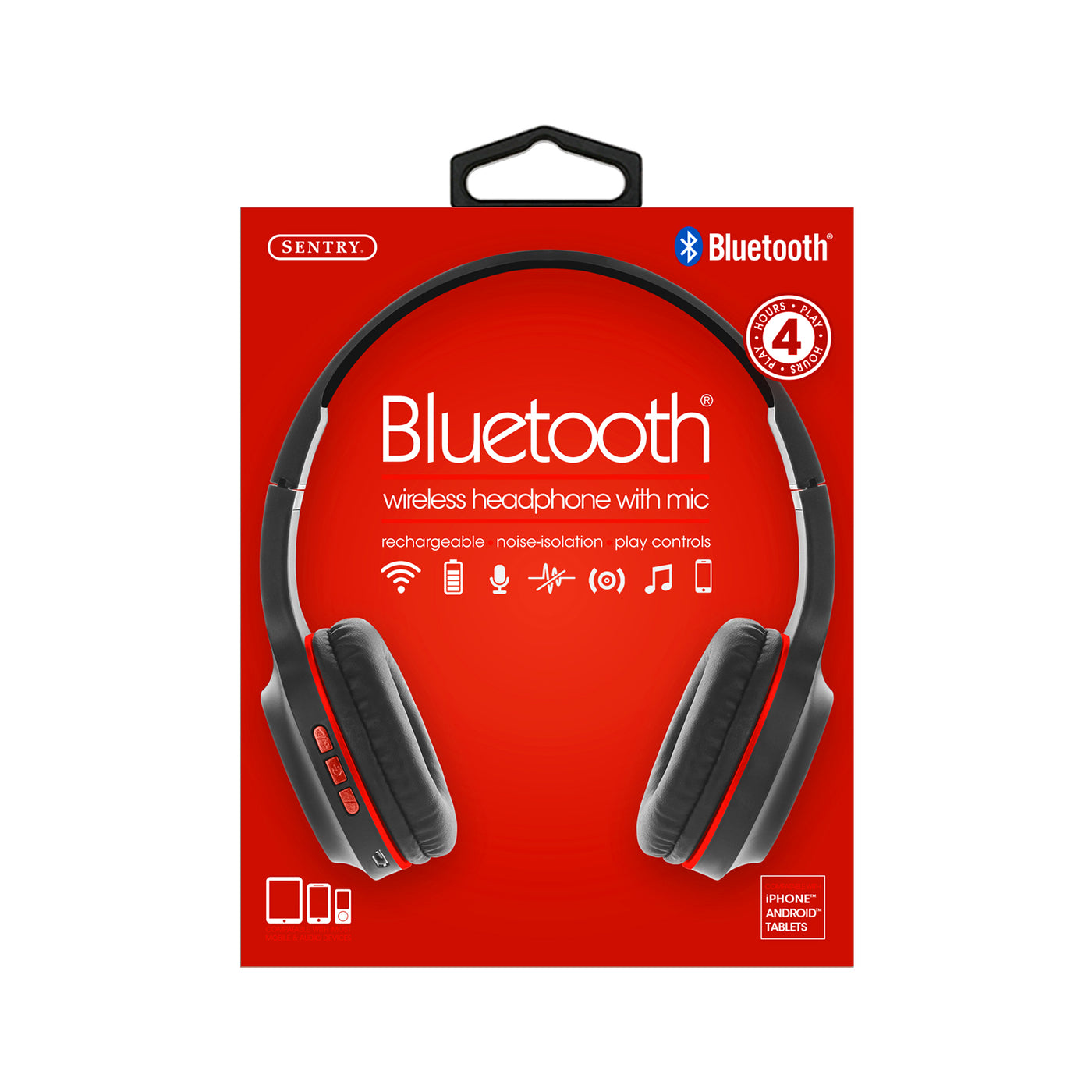 Industries BT105: Bluetooth Wireless Headphone With Mic Red