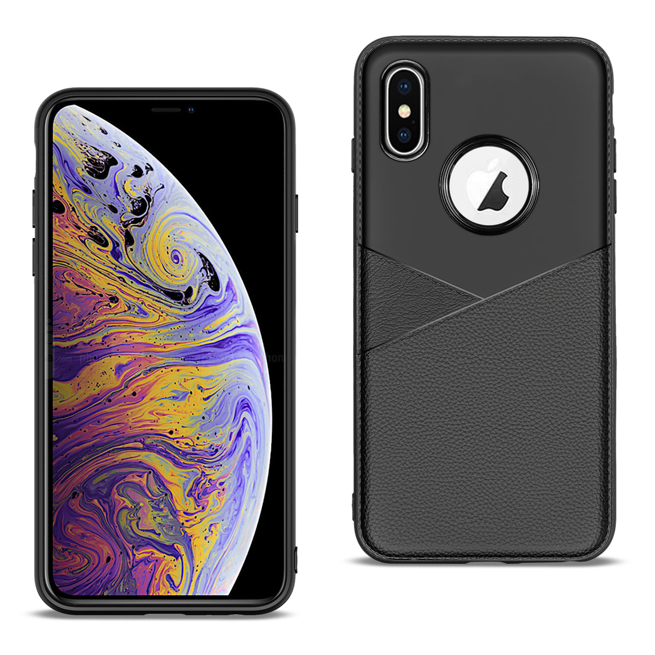 APPLE IPHONE XS MAX TPU Leather feel Case Leather Fit Flexible Slim Premium Case in Black