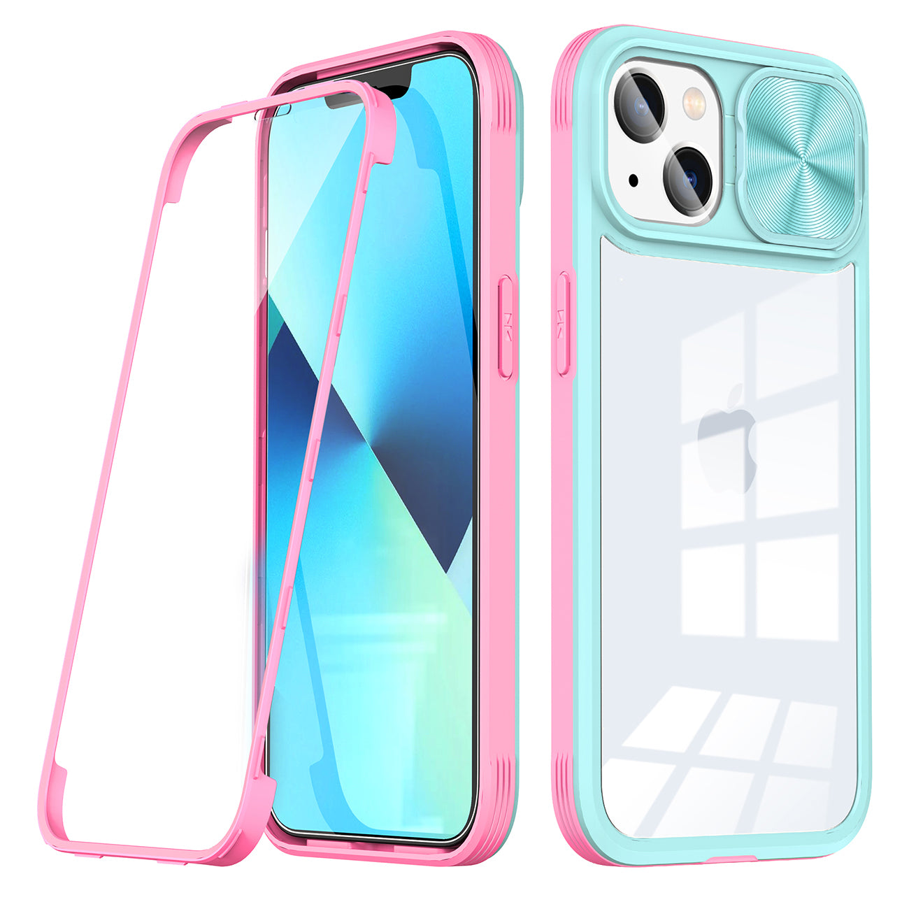 Full Protection With Mobile Phone Protective Film Slide Camera Lens Phone Case For iPhone 14 In Blue