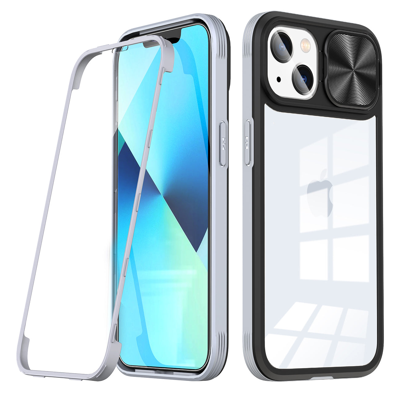 Full Protection With Mobile Phone Protective Film Slide Camera Lens Phone Case For iPhone 14 In Gray