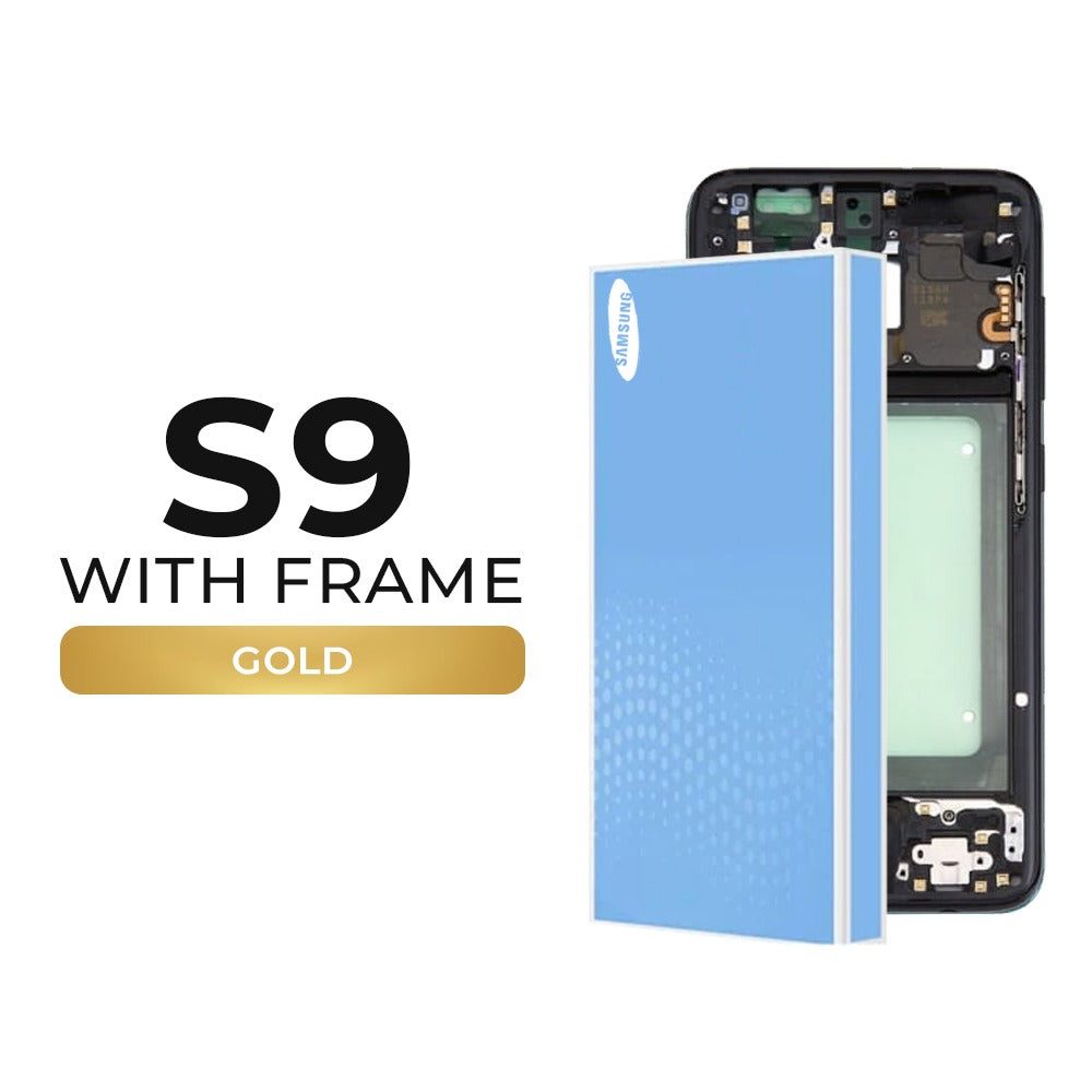 (Refurbished) Samsung Galaxy S9 OLED Display with Frame (Gold)