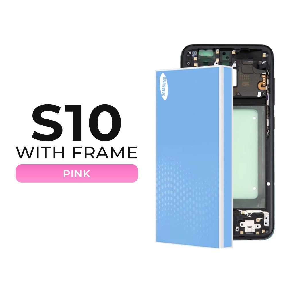(Refurbished) Samsung Galaxy S10 OLED Display with Frame (Pink)