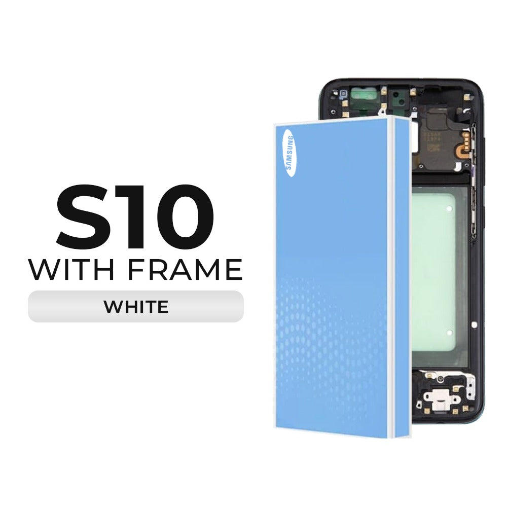(Refurbished) Samsung Galaxy S10 OLED Display with Frame (White)