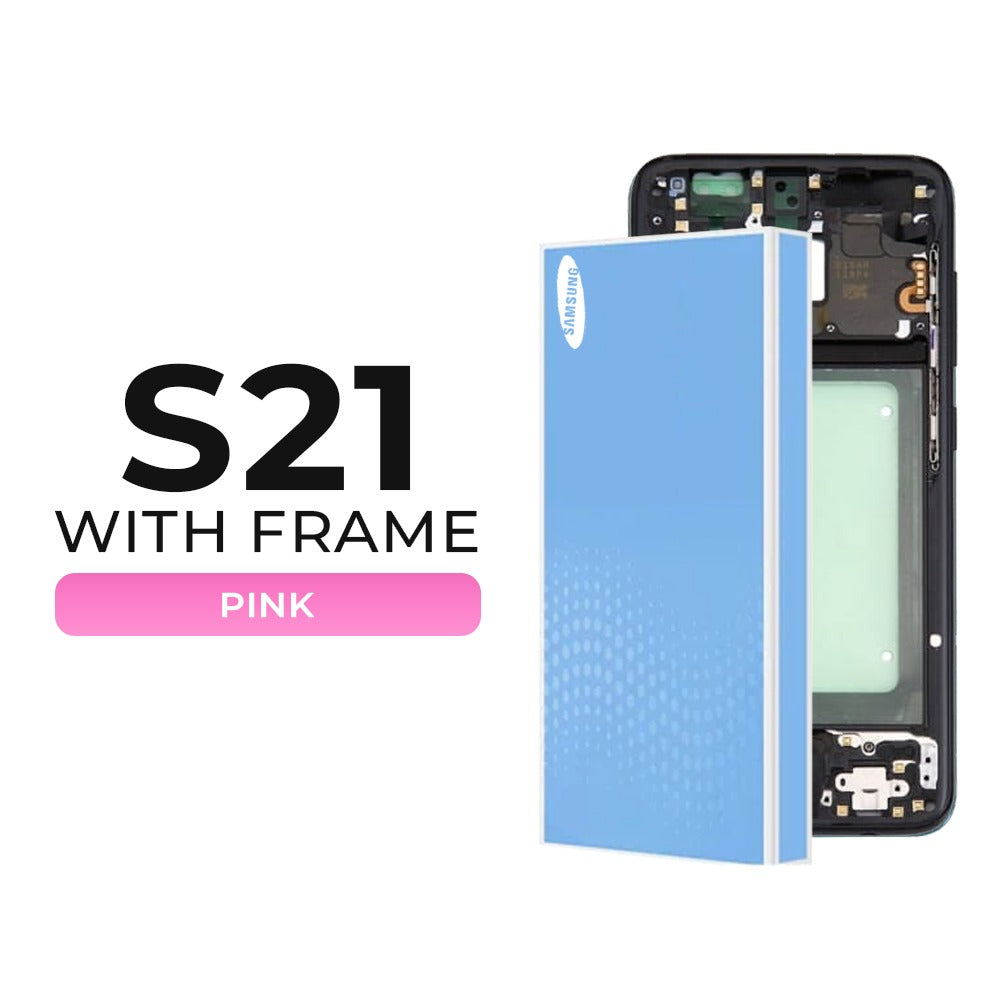 (Refurbished) Samsung Galaxy S21 OLED Display with Frame (Pink)