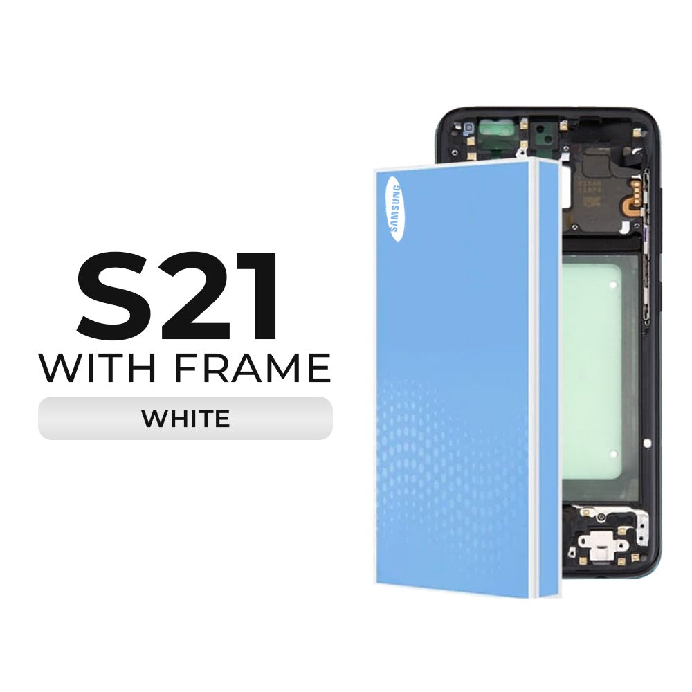 (Refurbished) Samsung Galaxy S21 OLED Display with Frame (White)