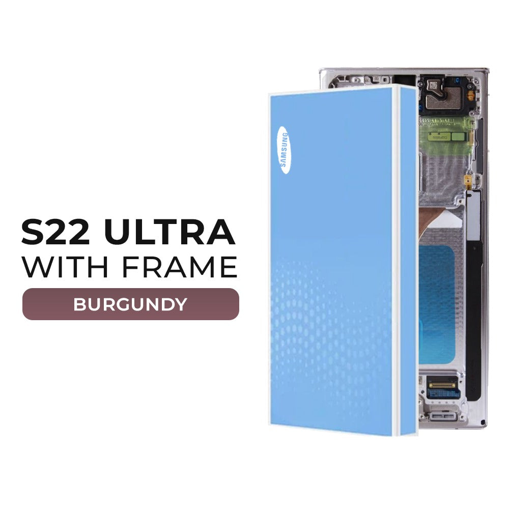(Refurbished) Samsung Galaxy S22 Ultra OLED Display with Frame (Burgundy)