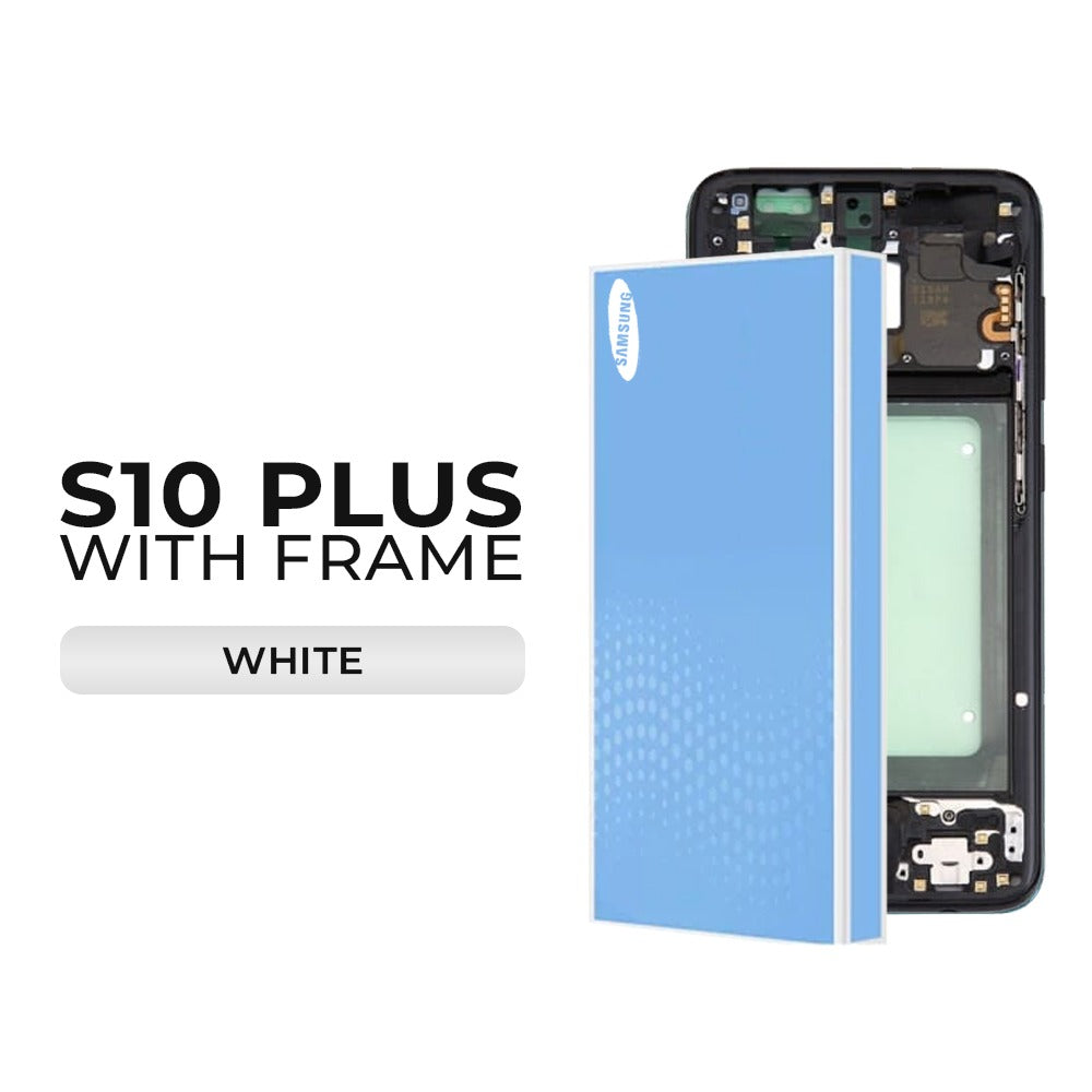 (Refurbished) Samsung Galaxy S10 Plus OLED Display with Frame (White)